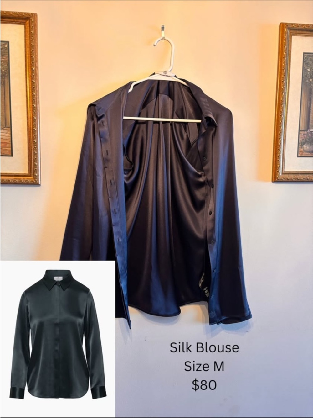 Aritzia Satin Silk Blouse - Deep Navy
